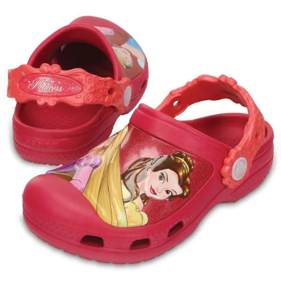 Crocs x Disney Princess Girls sz 4 - 5 Cinderella Rapunzel Pink Shoes Excellent - Picture 2 of 12